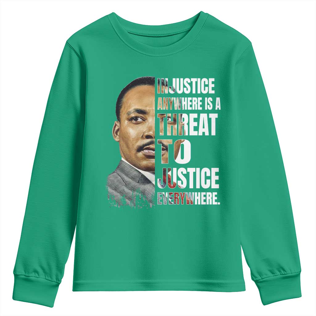 Martin Luther King Jr. Youth Sweatshirt Civil Rights Injustice Anywhere Is a Threat To Justice Everywhere - African Pride