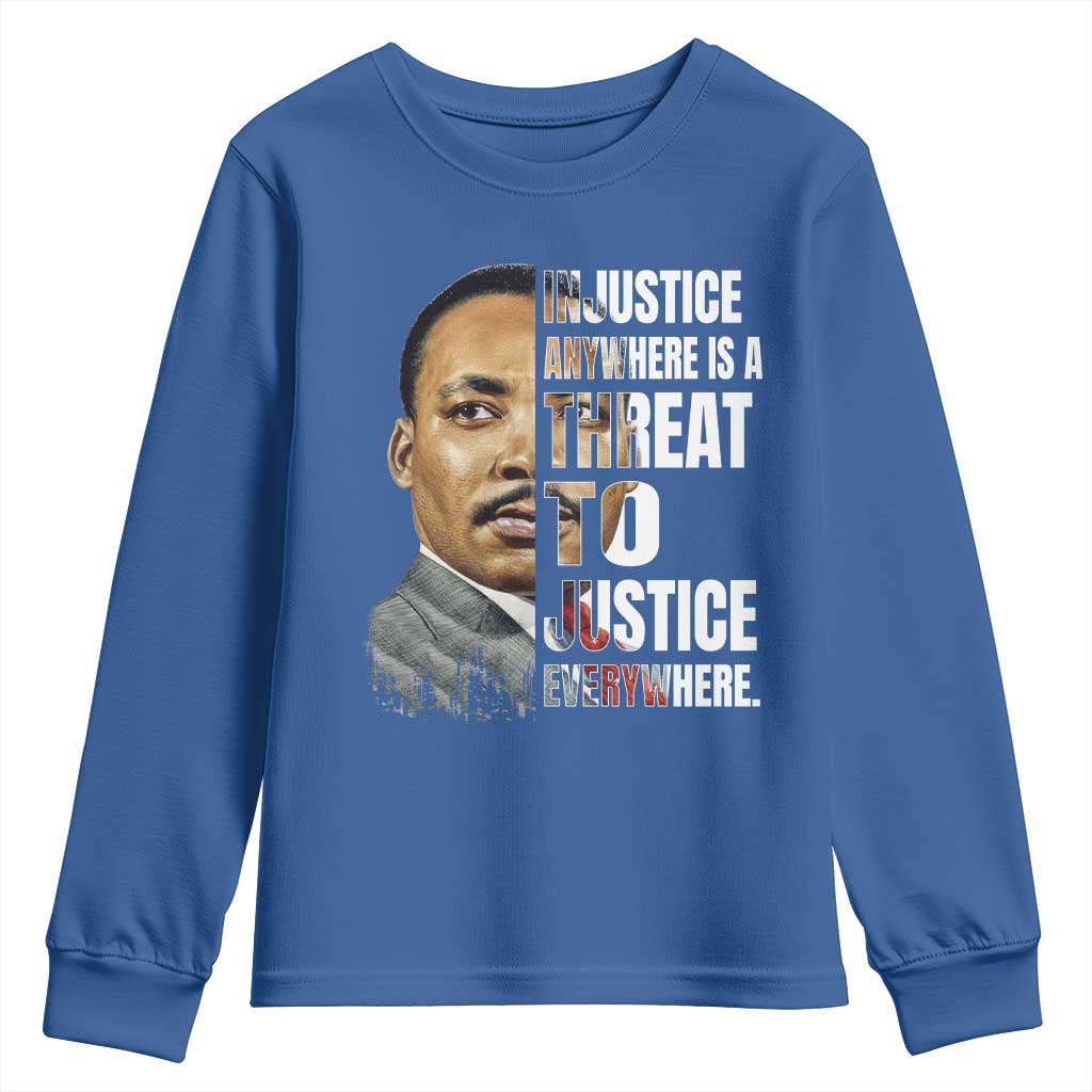 Martin Luther King Jr. Youth Sweatshirt Civil Rights Injustice Anywhere Is a Threat To Justice Everywhere - African Pride