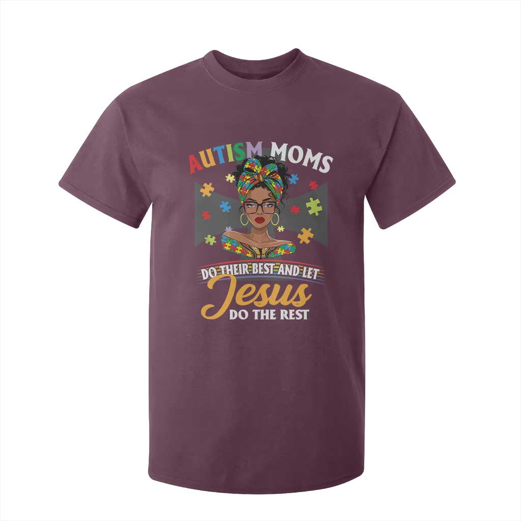 Afro Autism Mom T Shirt For Kid African American Autistic Black Mama Religious Cross - African Pride