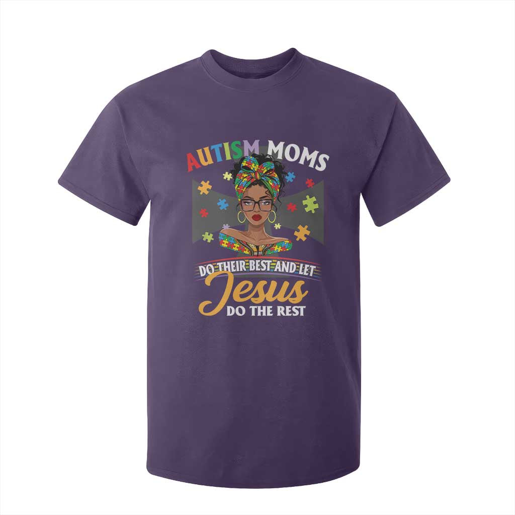 Afro Autism Mom T Shirt For Kid African American Autistic Black Mama Religious Cross - African Pride
