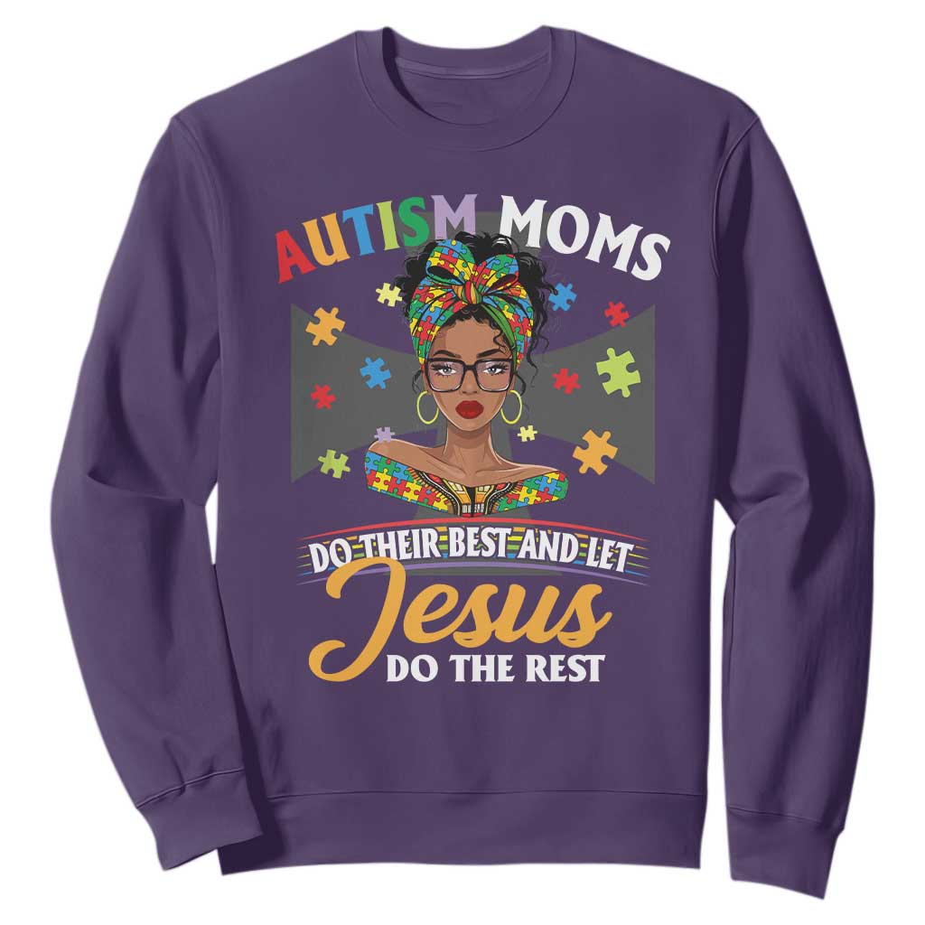 Afro Autism Mom Sweatshirt African American Autistic Black Mama Religious Cross - African Pride