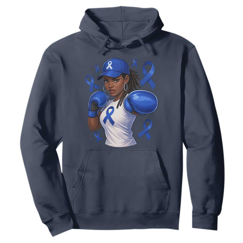 Black Women Fight Colon Cancer Blue Ribbon Hoodie African American Girls