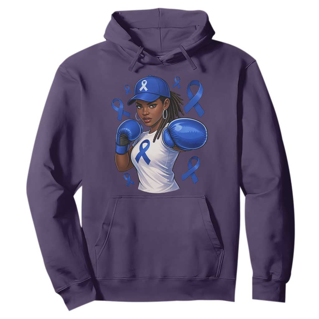 Black Women Fight Colon Cancer Blue Ribbon Hoodie African American Girls