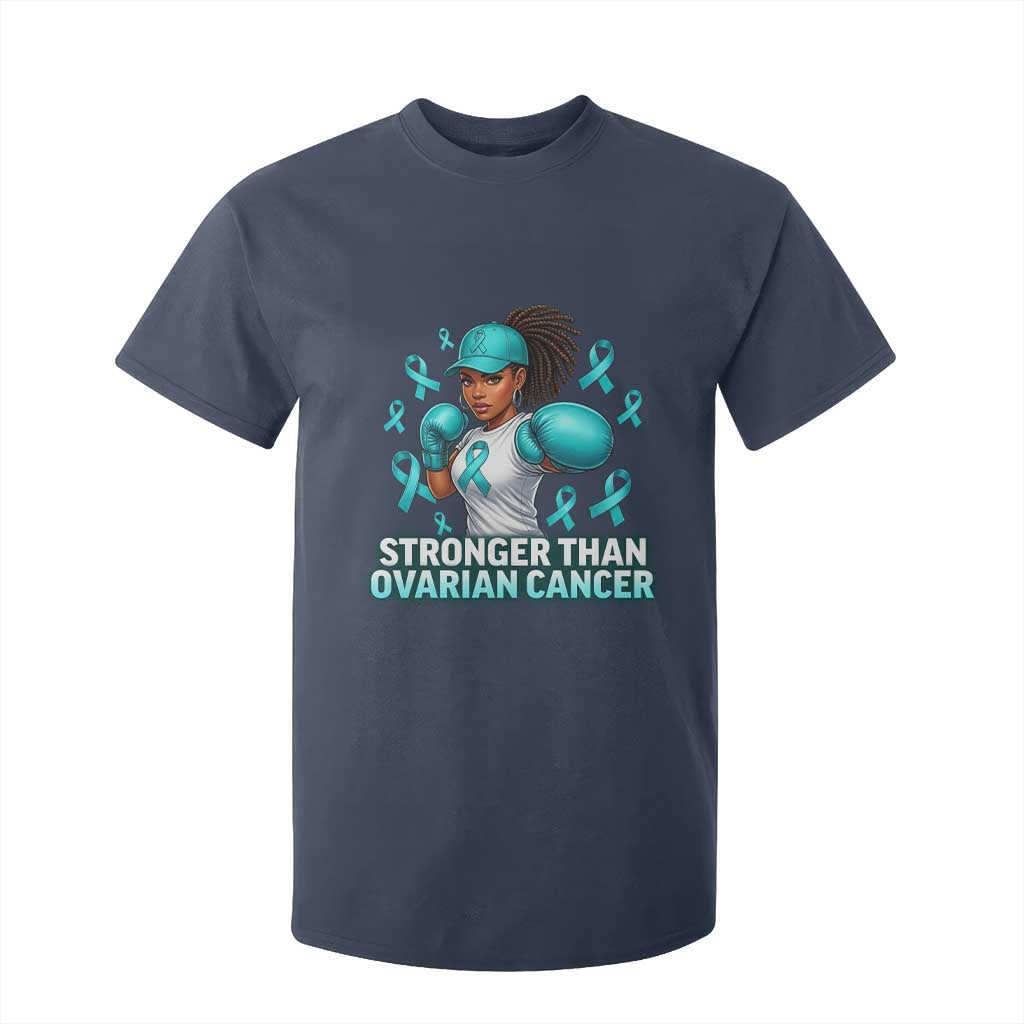 Black Women Fight Ovarian Cancer Awareness T Shirt For Kid African American Teal Ribbon Support