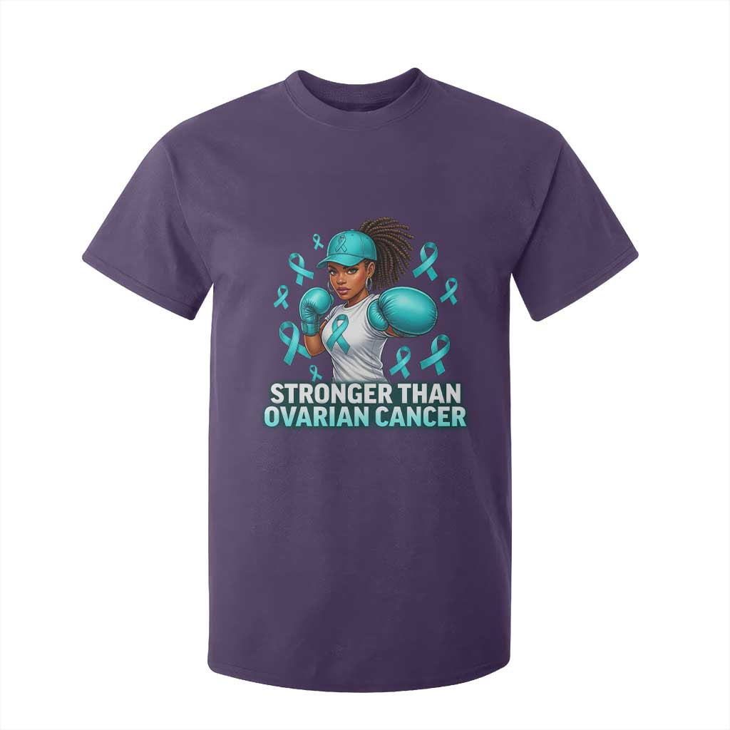 Black Women Fight Ovarian Cancer Awareness T Shirt For Kid African American Teal Ribbon Support