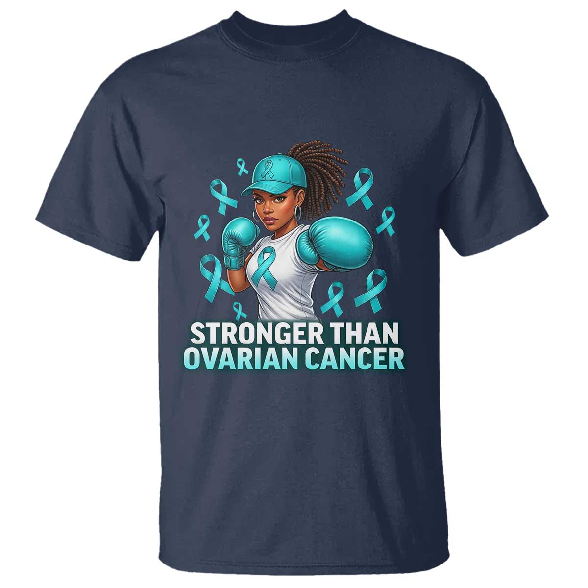 Black Women Fight Ovarian Cancer Awareness T Shirt African American Teal Ribbon Support