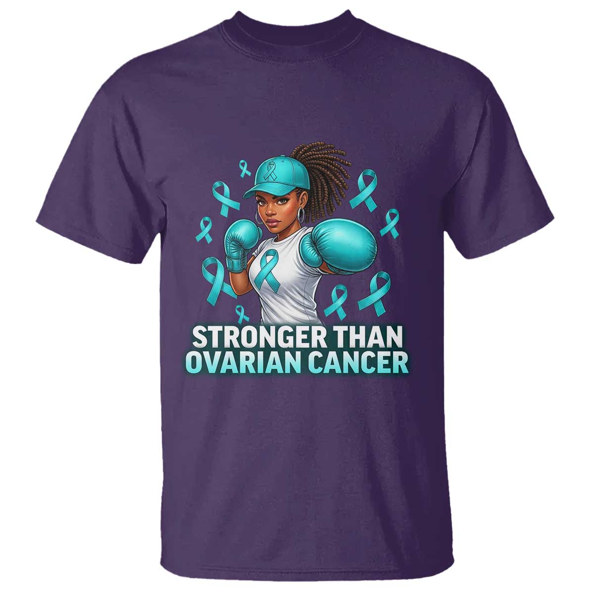 Black Women Fight Ovarian Cancer Awareness T Shirt African American Teal Ribbon Support