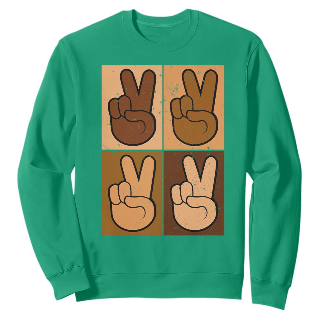 Peace Sign Equality for All Sweatshirt Peace Out V Fingers Hand Equal Rights - African Pride
