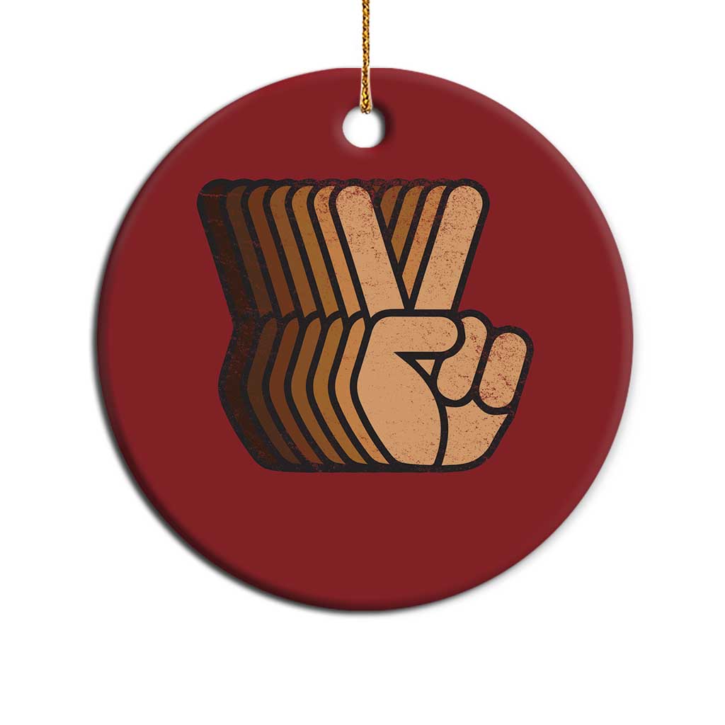 Retro Equality for All Christmas Ornament Peace Sign V Fingers Skin Tone Hands Vintage - African Pride