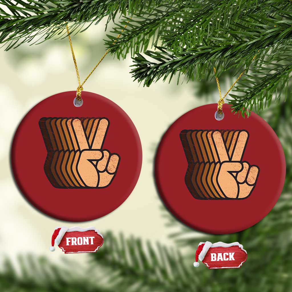 Retro Equality for All Christmas Ornament Peace Sign V Fingers Skin Tone Hands Vintage - African Pride