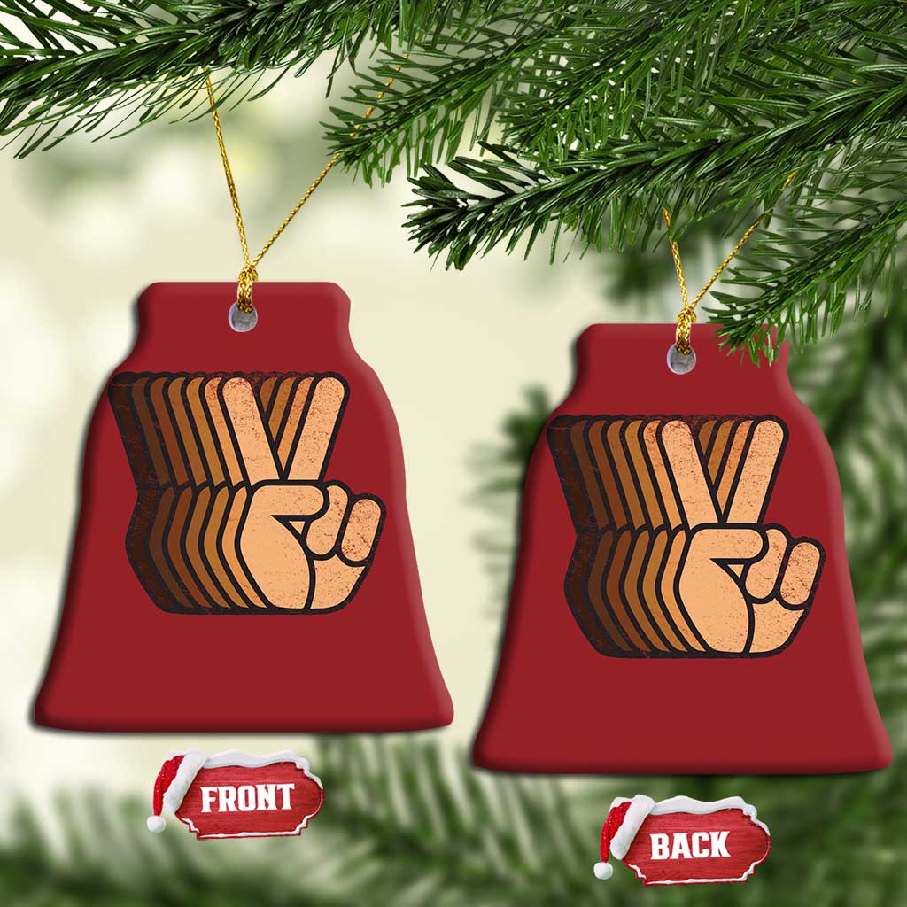 Retro Equality for All Christmas Ornament Peace Sign V Fingers Skin Tone Hands Vintage - African Pride