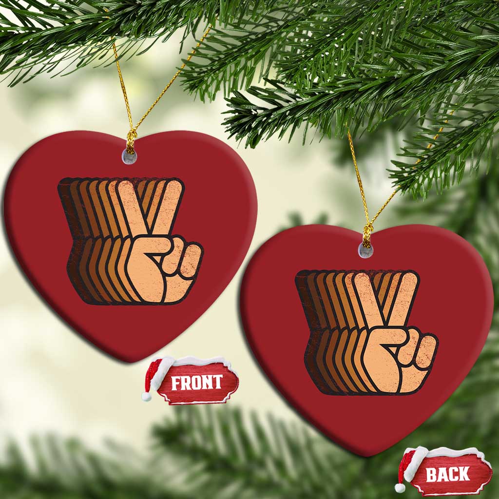 Retro Equality for All Christmas Ornament Peace Sign V Fingers Skin Tone Hands Vintage - African Pride
