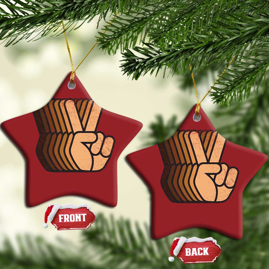Retro Equality for All Christmas Ornament Peace Sign V Fingers Skin Tone Hands Vintage - African Pride