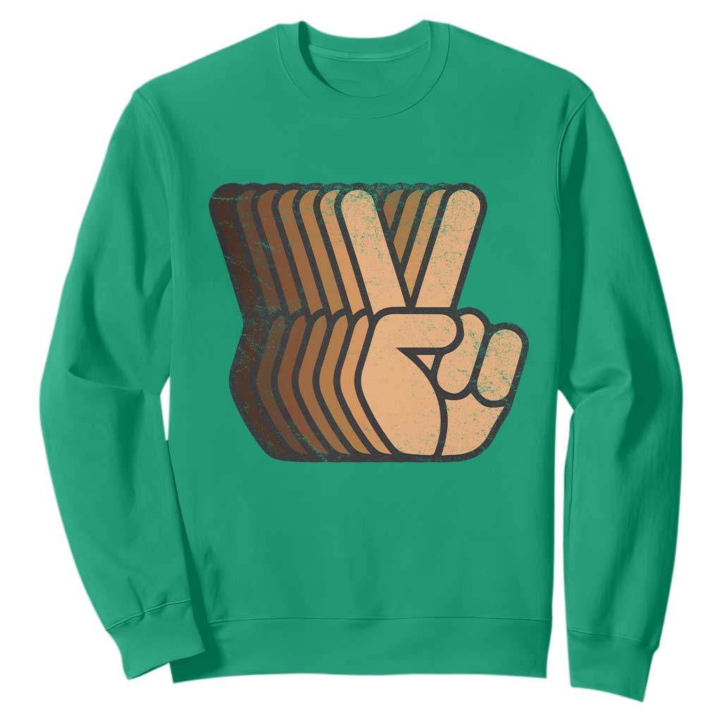Retro Equality for All Sweatshirt Peace Sign V Fingers Skin Tone Hands Vintage - African Pride