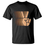 Retro Equality for All T Shirt Peace Sign V Fingers Skin Tone Hands Vintage - African Pride