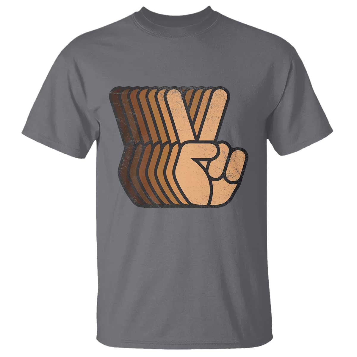 Retro Equality for All T Shirt Peace Sign V Fingers Skin Tone Hands Vintage - African Pride
