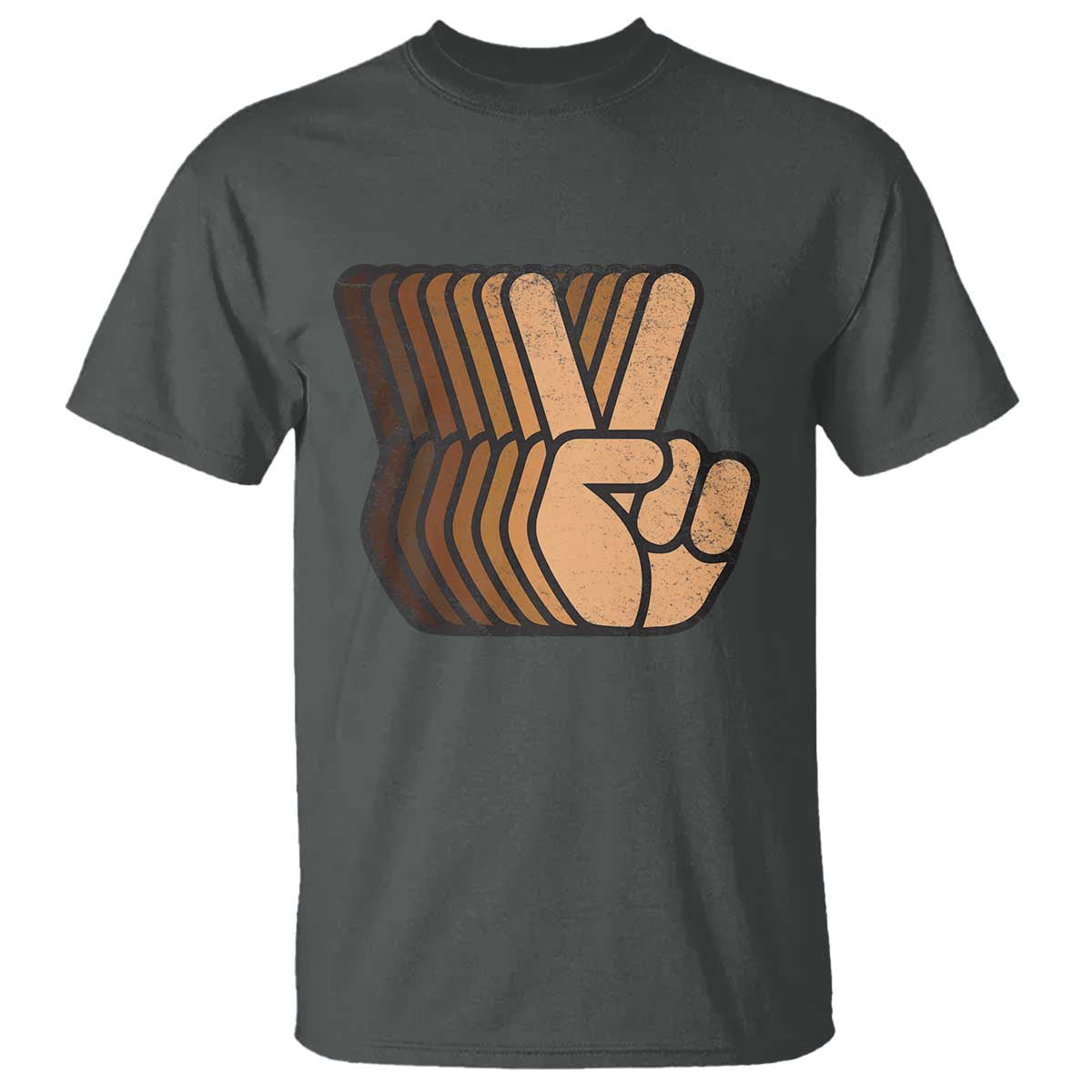 Retro Equality for All T Shirt Peace Sign V Fingers Skin Tone Hands Vintage - African Pride