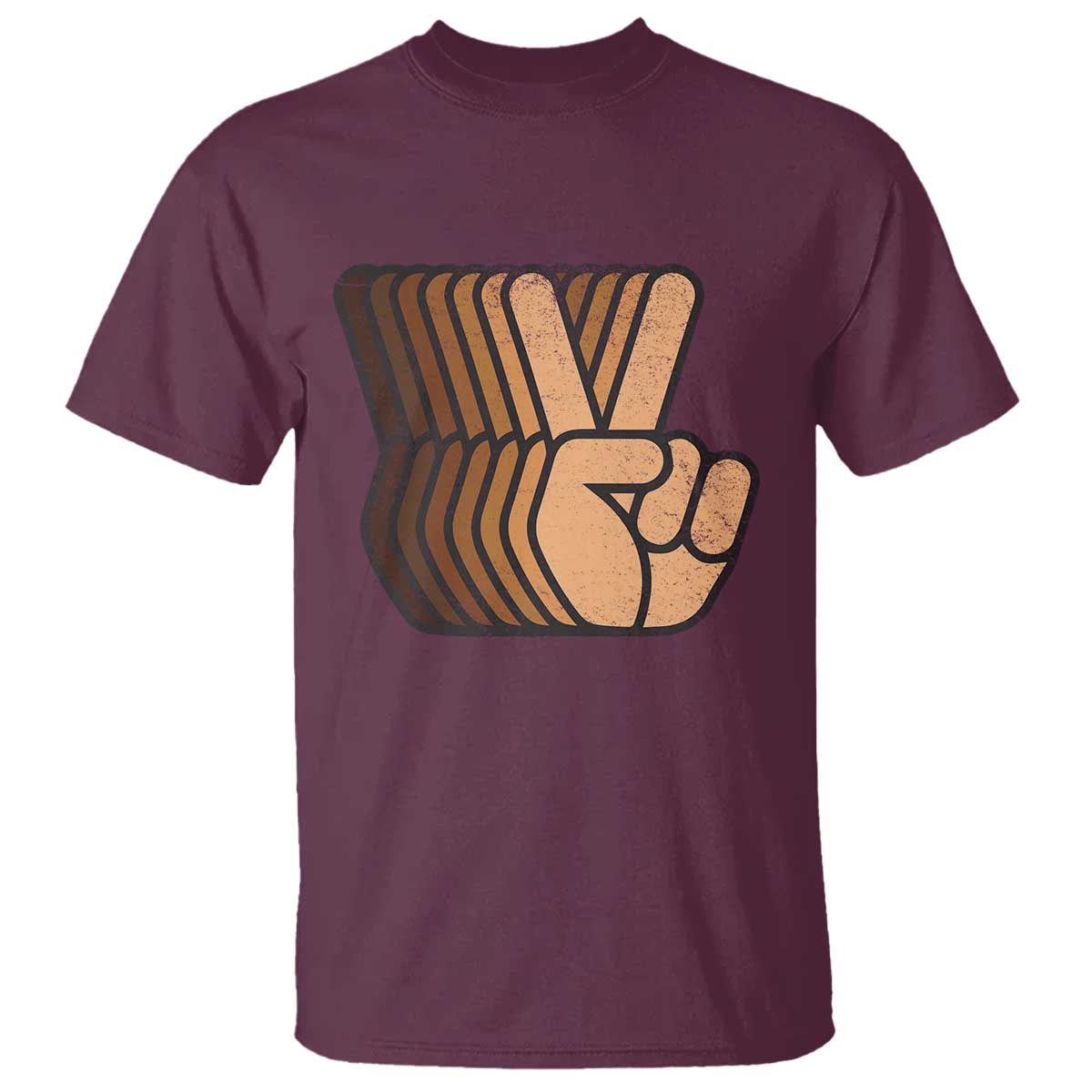 Retro Equality for All T Shirt Peace Sign V Fingers Skin Tone Hands Vintage - African Pride