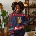 Retro Equality for All Knit Sweatshirt Peace Sign V Fingers Skin Tone Hands Vintage - African Pride