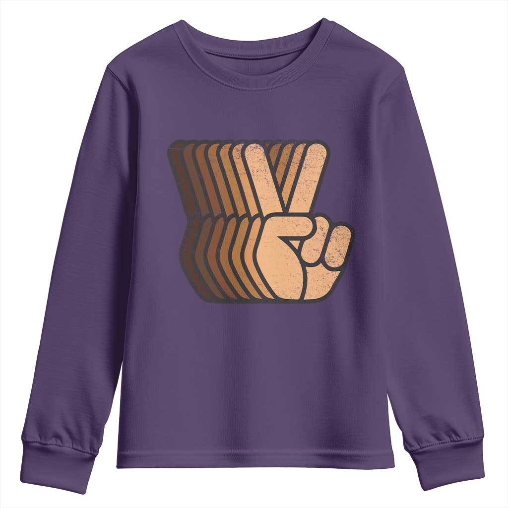 Retro Equality for All Youth Sweatshirt Peace Sign V Fingers Skin Tone Hands Vintage - African Pride