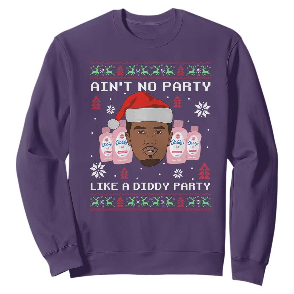 Funny Christmas Sweatshirt Ain't No Party Like a Diddy Party Baby Oil Ugly Sweater Gifts - African Pride