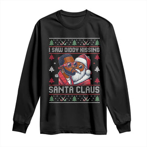 Funny Christmas Long Sleeve Shirt Funy Dirty I Saw Diddy Kissing Santa Claus Ugly Xmas Sweater - African Pride