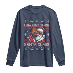 Funny Christmas Long Sleeve Shirt Funy Dirty I Saw Diddy Kissing Santa Claus Ugly Xmas Sweater - African Pride