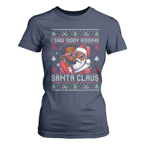 Funny Christmas T Shirt For Women Funy Dirty I Saw Diddy Kissing Santa Claus Ugly Xmas Sweater - African Pride