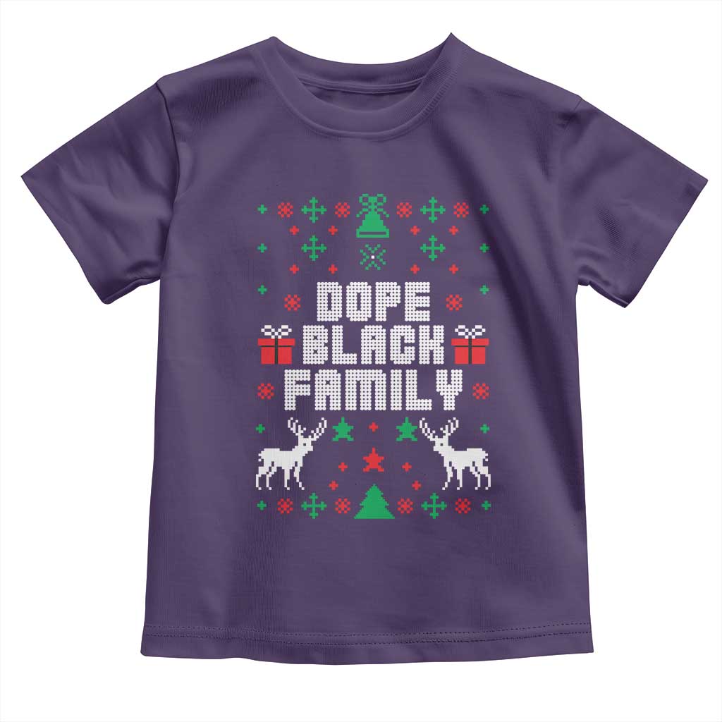 African American Family Christmas Toddler T Shirt Dope Black Family Matching Ugly Christmas - African Pride
