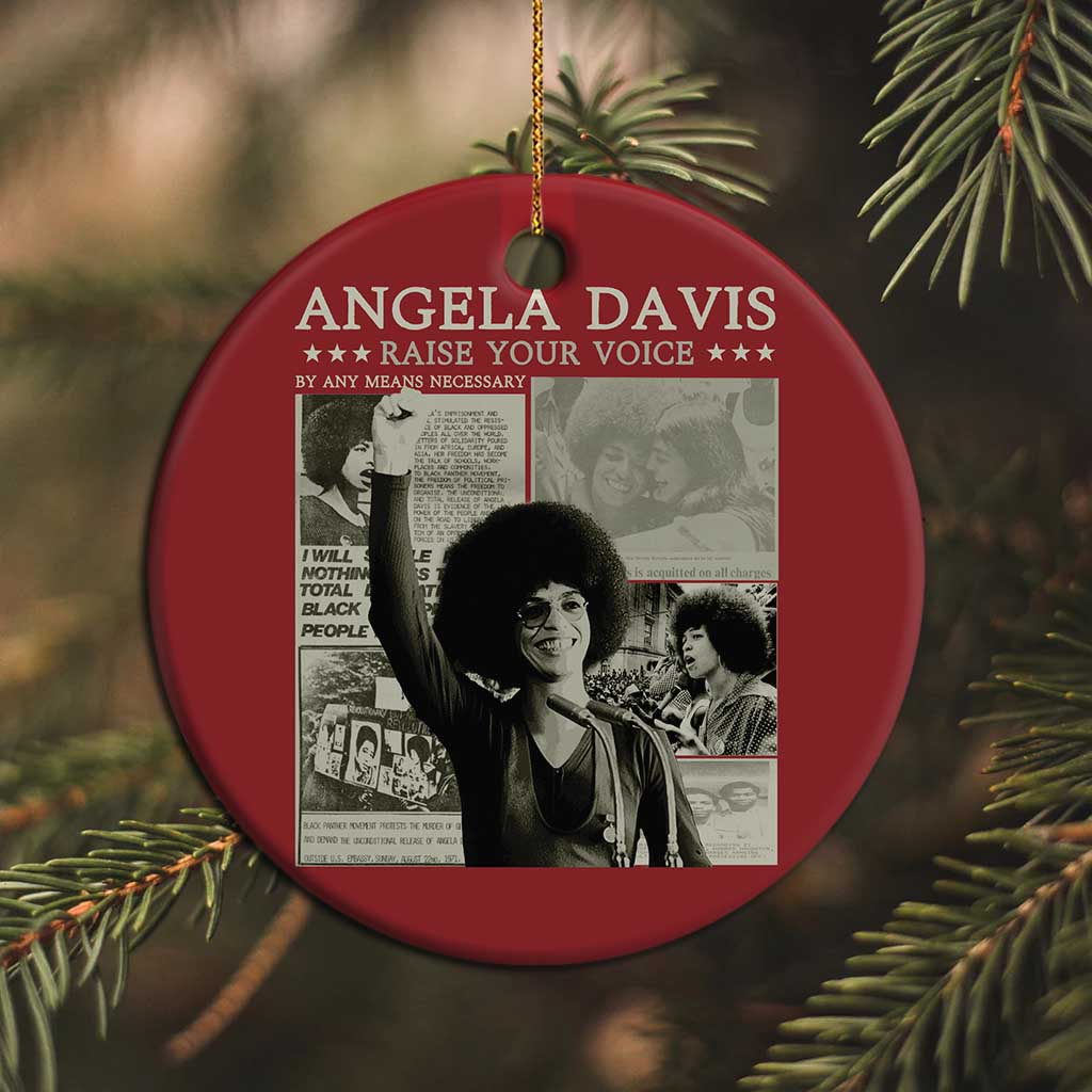 Black History Month Angela Davis Christmas Ornament Raise Your Voice Feminist Human Rights - African Pride