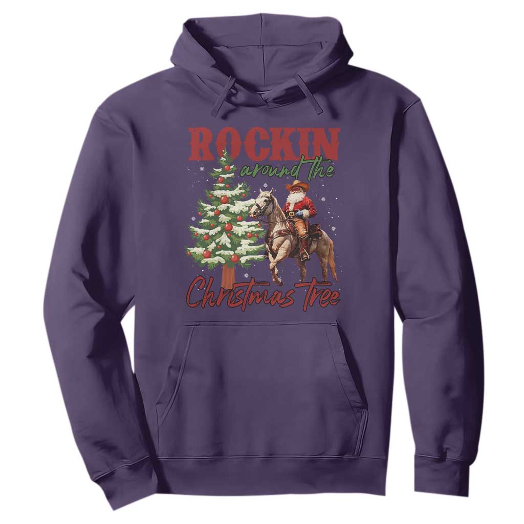 Western Christmas Hoodie Vintage 90s Cowboy Santa Claus Xmas Tree - African Pride