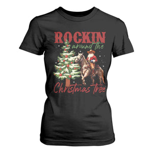 Western Christmas T Shirt For Women Vintage 90s Cowboy Santa Claus Xmas Tree - African Pride