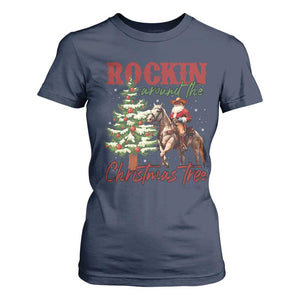 Western Christmas T Shirt For Women Vintage 90s Cowboy Santa Claus Xmas Tree - African Pride