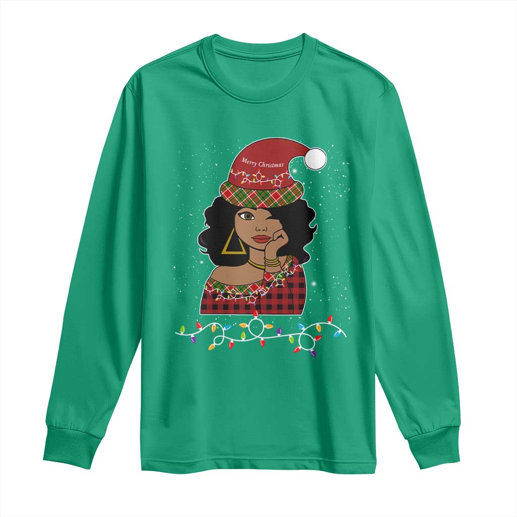 Sassy Afro Queen Black Woman Long Sleeve Shirt Christmas Afro