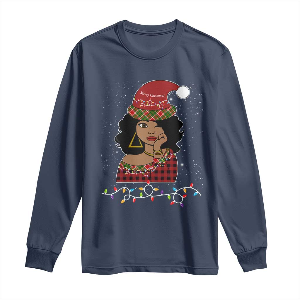 Sassy Afro Queen Black Woman Long Sleeve Shirt Christmas Afro