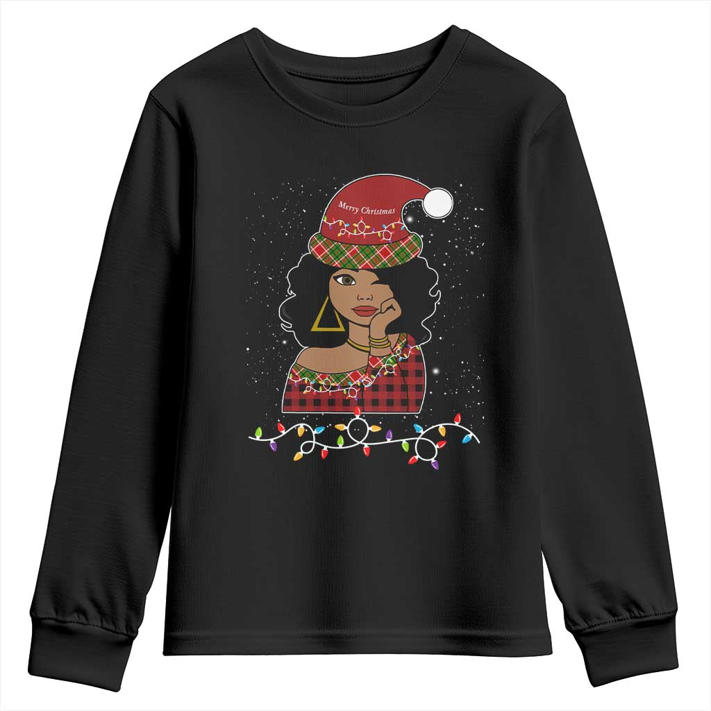 Sassy Afro Queen Black Woman Youth Long Sleeve Shirt Christmas Afro