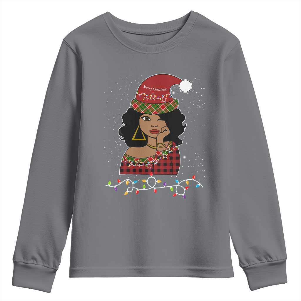 Sassy Afro Queen Black Woman Youth Long Sleeve Shirt Christmas Afro
