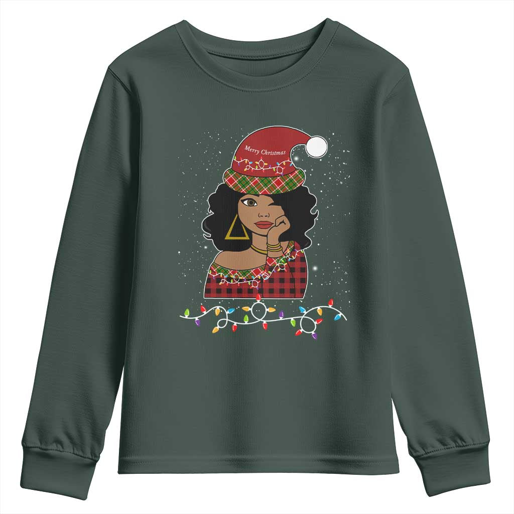 Sassy Afro Queen Black Woman Youth Long Sleeve Shirt Christmas Afro