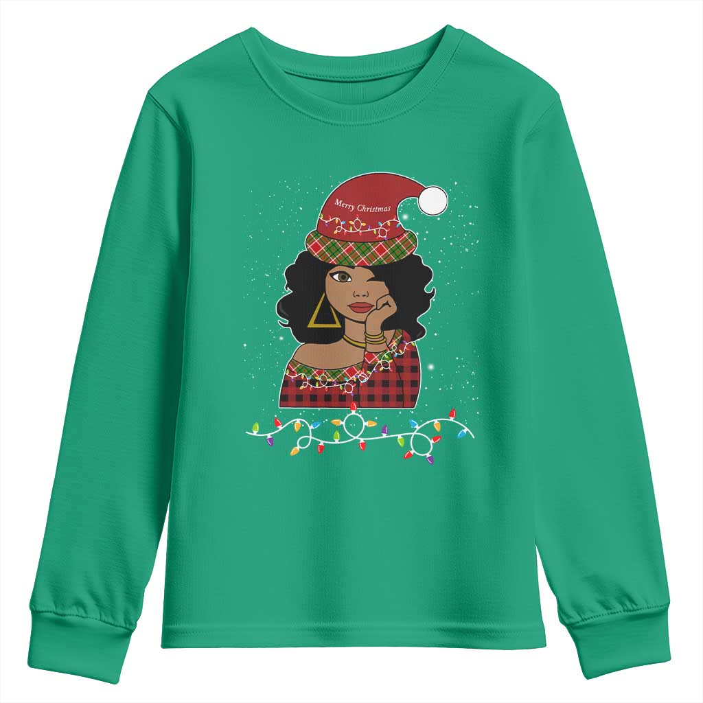 Sassy Afro Queen Black Woman Youth Long Sleeve Shirt Christmas Afro