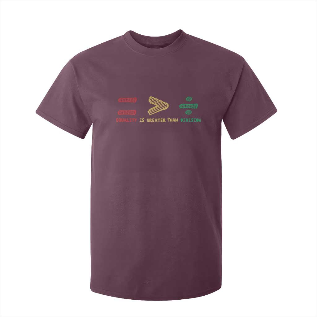 Juneteenth Equality Is Greater Than Division T Shirt For Kid Equal Rights Math Symbol