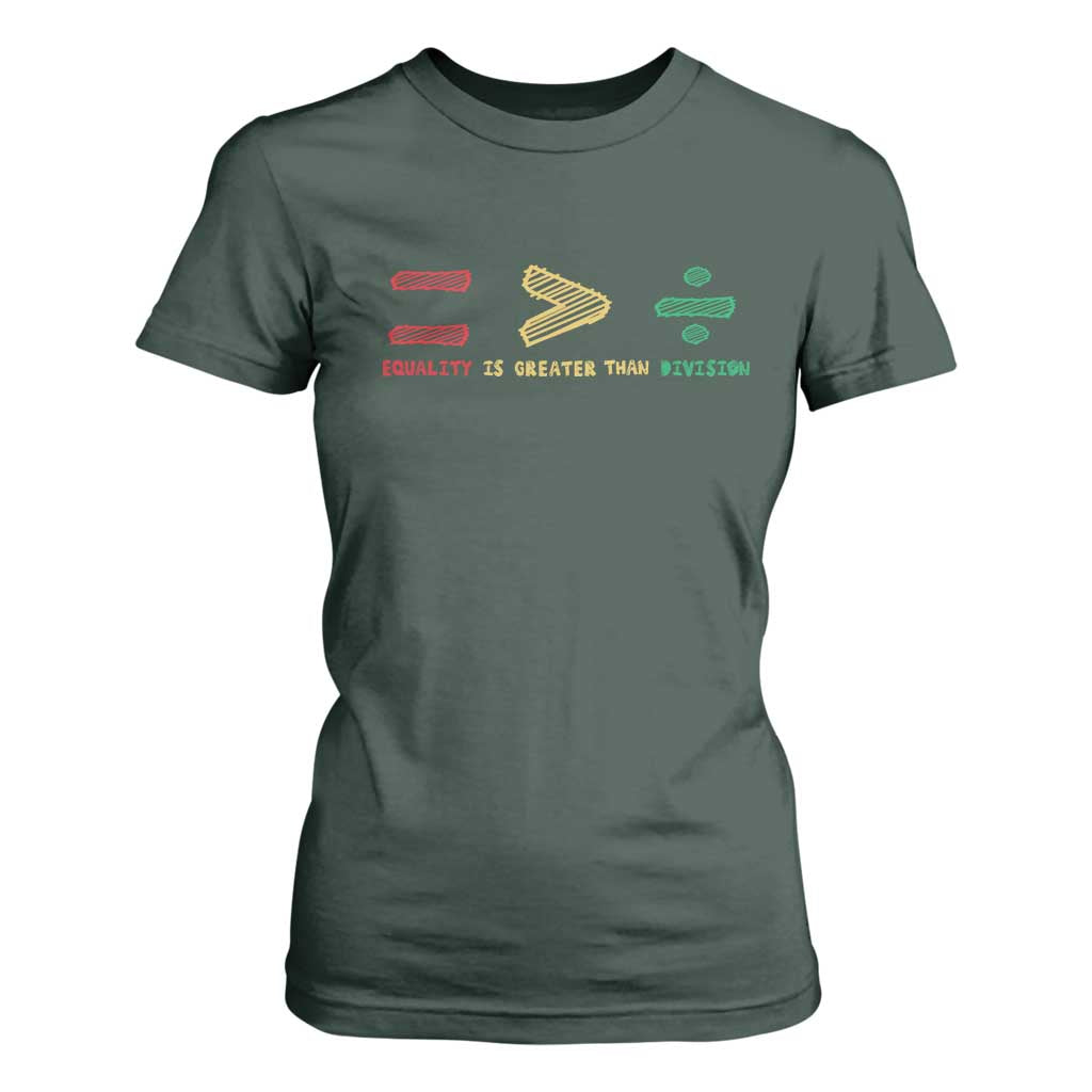 Juneteenth Equality Is Greater Than Division T Shirt For Women Equal Rights Math Symbol