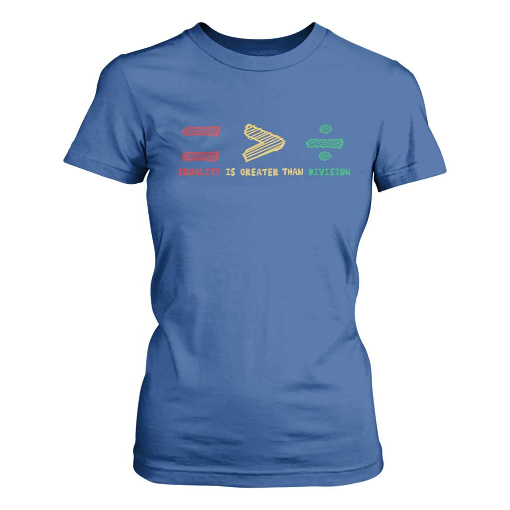 Juneteenth Equality Is Greater Than Division T Shirt For Women Equal Rights Math Symbol