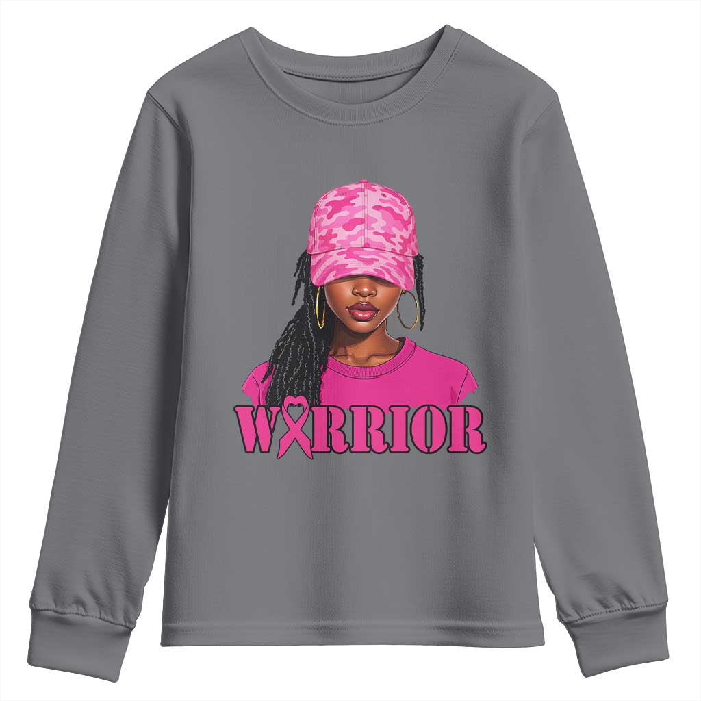 African American Warrior Breast Cancer Youth Sweatshirt Pink Ribbon - African Pride