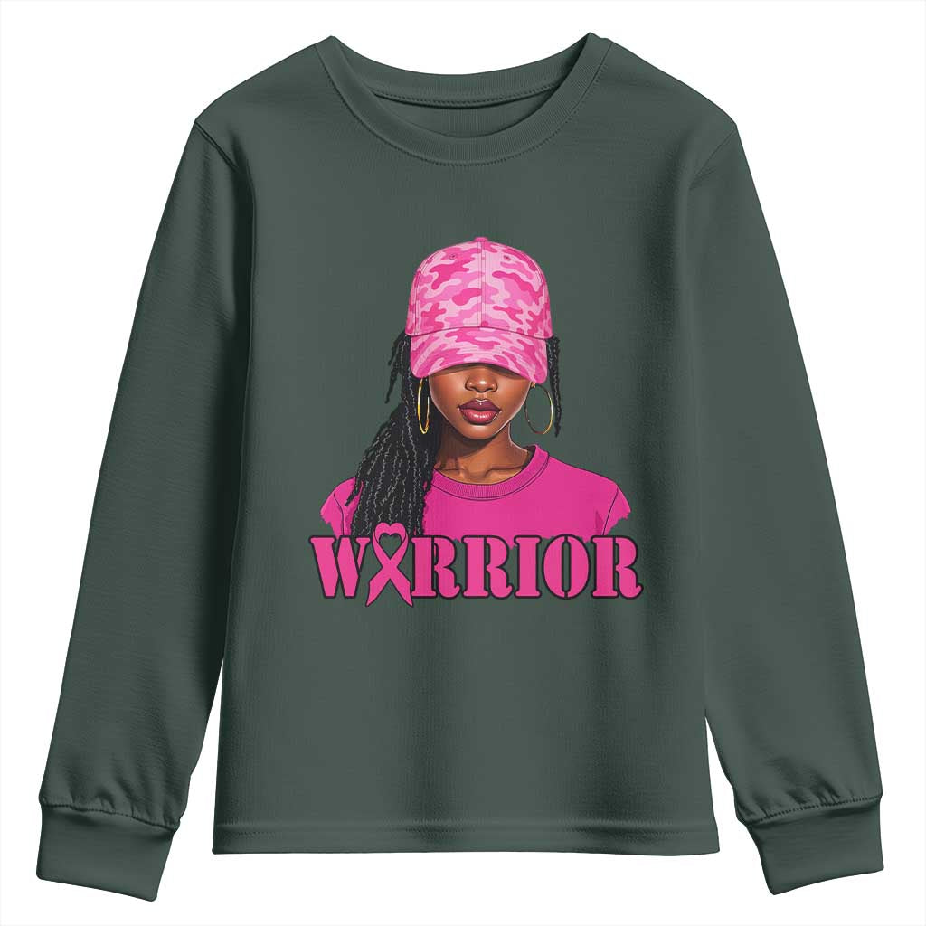 African American Warrior Breast Cancer Youth Sweatshirt Pink Ribbon - African Pride