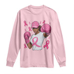 African American Fighter Breast Cancer Awareness Long Sleeve Shirt Pink Ribbon - African Pride