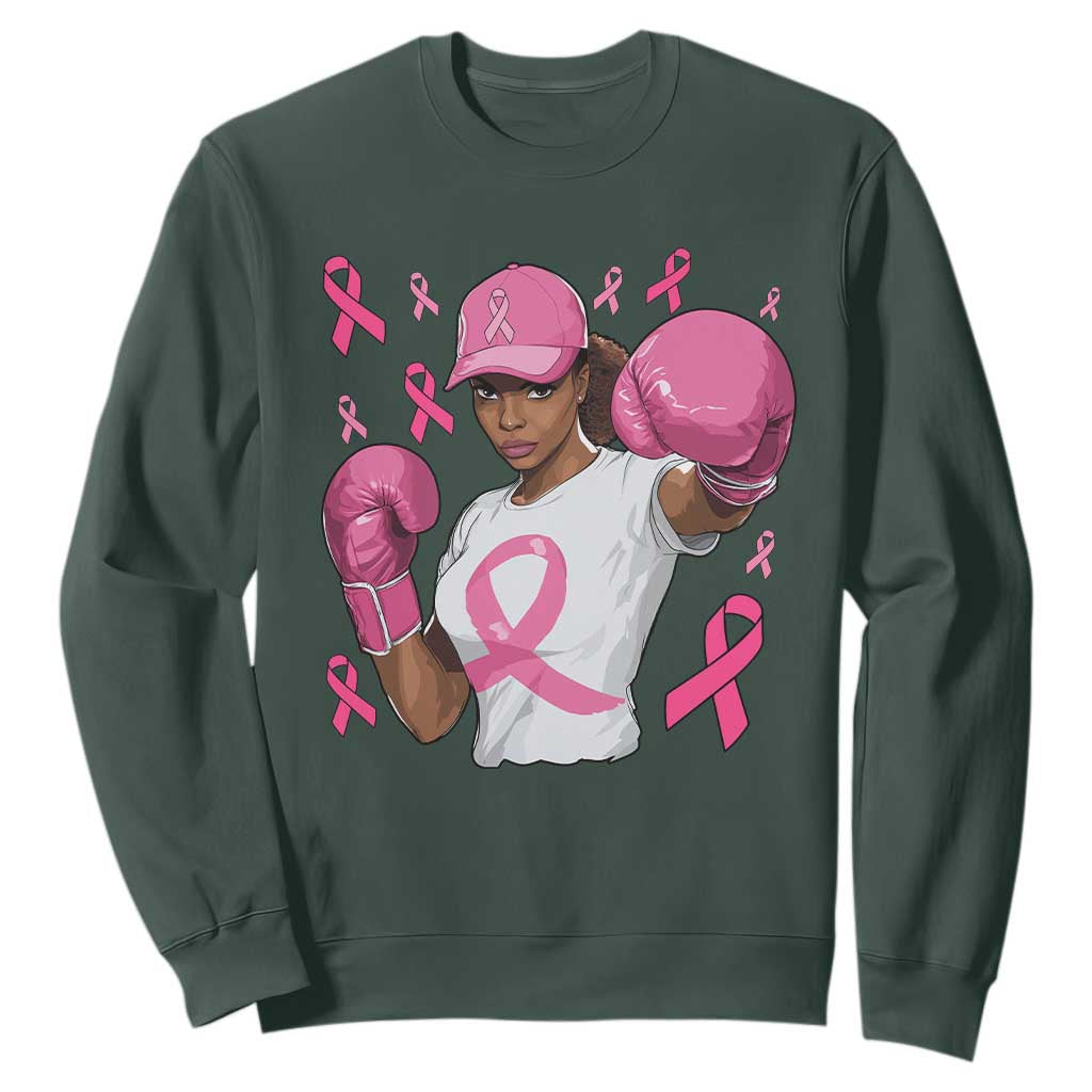 African American Fighter Breast Cancer Awareness Sweatshirt Pink Ribbon - African Pride