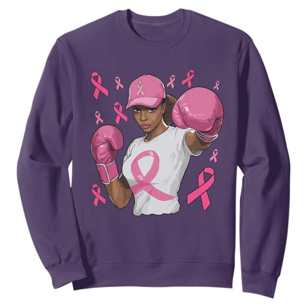 African American Fighter Breast Cancer Awareness Sweatshirt Pink Ribbon - African Pride