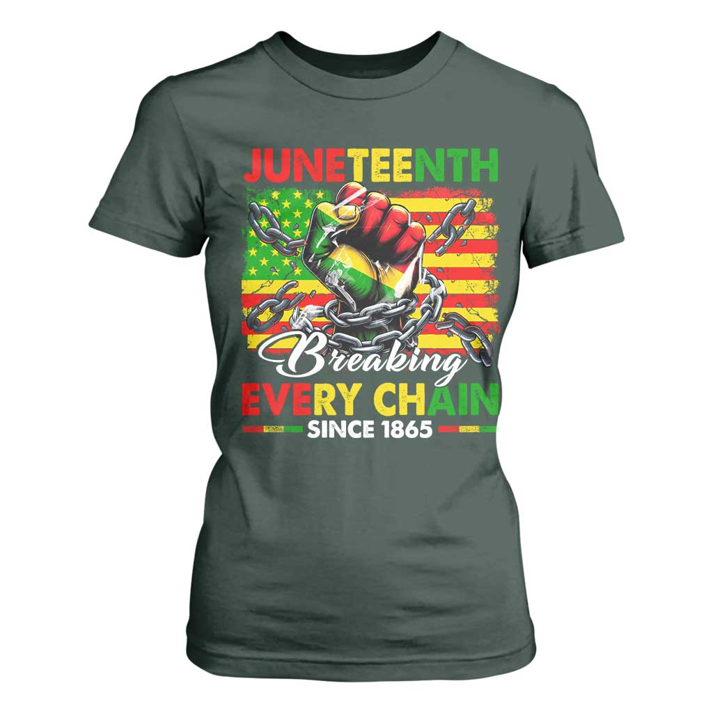 Juneteenth Breaking Every Chain Since 1865 T Shirt For Women Hand Fist Freedom