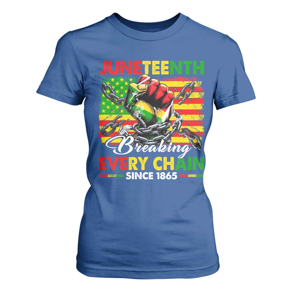 Juneteenth Breaking Every Chain Since 1865 T Shirt For Women Hand Fist Freedom
