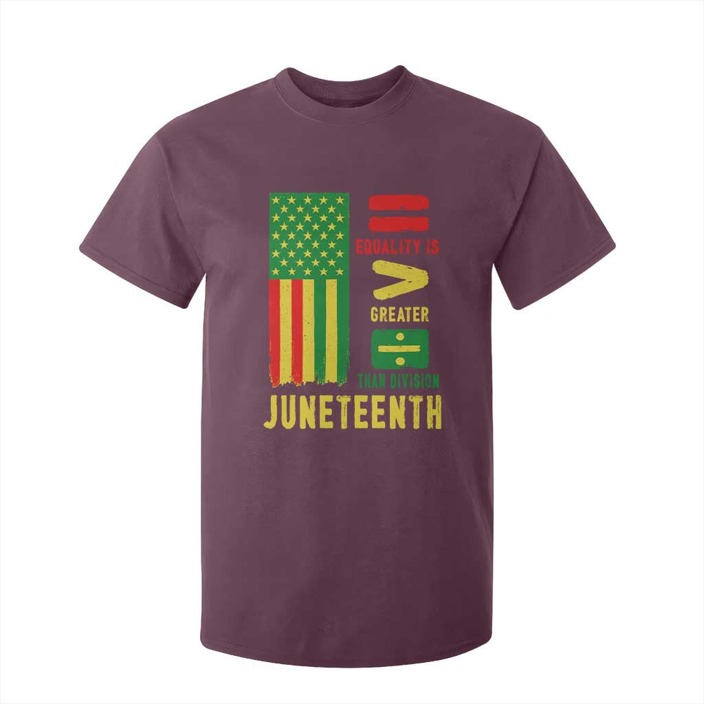 Juneteenth Equality Is Greater Than Division T Shirt For Kid Juneteenth American Flag